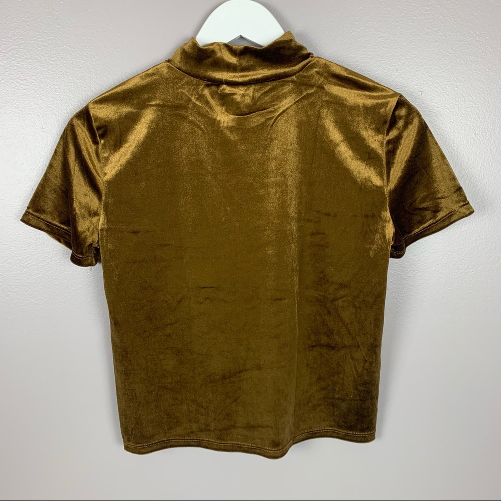Zara Velour Mock Neck Crop Top Medium - Picture 2 of 3